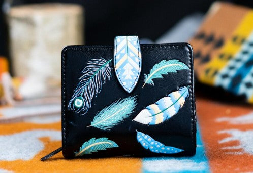 Shag Wear Black Feather Wallet Small